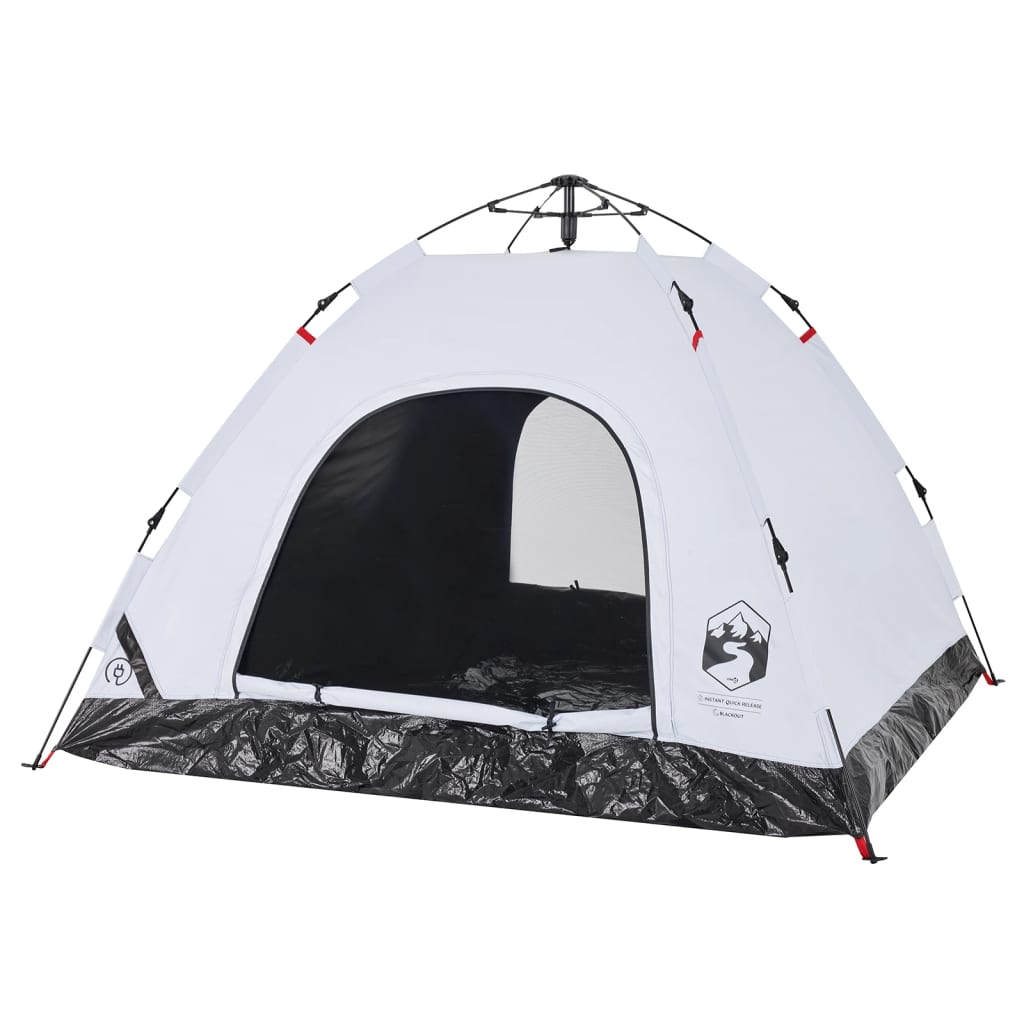 Camping Tent 3-Person White Blackout Fabric Quick Release