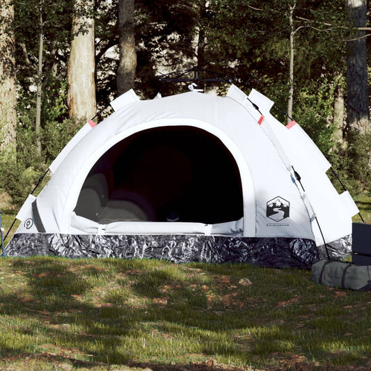 Camping Tent 3-Person White Blackout Fabric Quick Release