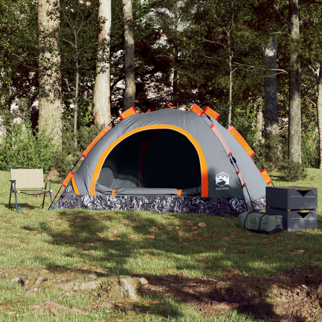 Camping Tent 4-Person Orange Quick Release