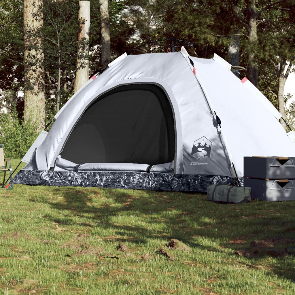 Camping Tent 5-Person White Blackout Fabric Quick Release