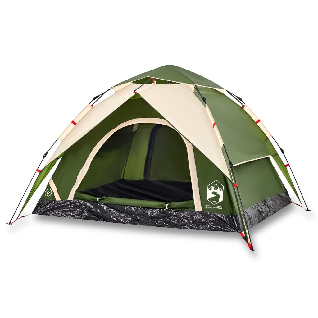 Camping Tent Dome 3-Person Green Quick Release