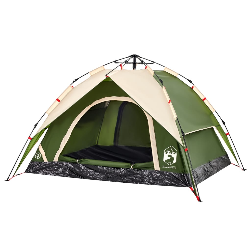 Camping Tent Dome 3-Person Green Quick Release