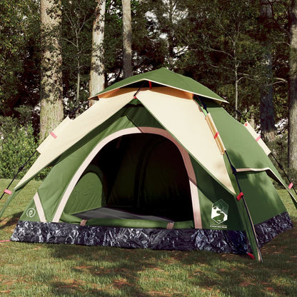 Camping Tent Dome 3-Person Green Quick Release