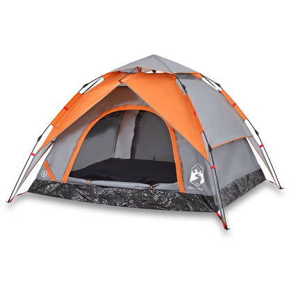 Camping Tent Dome 3-Person Grey and Orange Quick Release