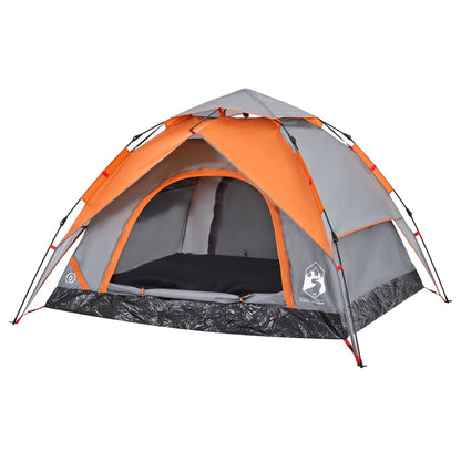 Camping Tent Dome 3-Person Grey and Orange Quick Release