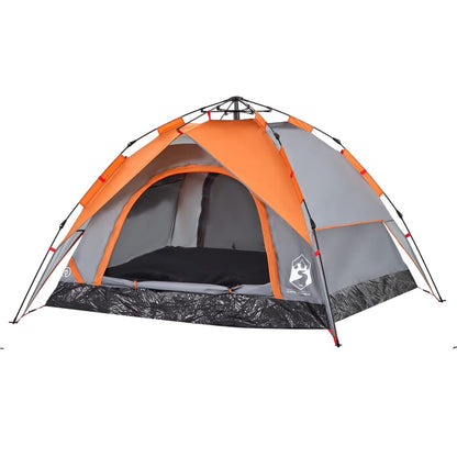 Camping Tent Dome 3-Person Grey and Orange Quick Release