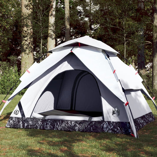 Camping Tent Dome 3-Person White Blackout Fabric Quick Release