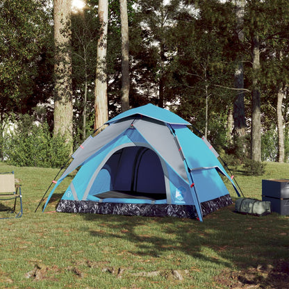 Camping Tent Dome 4-Person Blue Quick Release