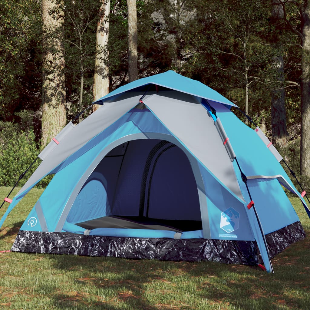 Camping Tent Dome 4-Person Blue Quick Release