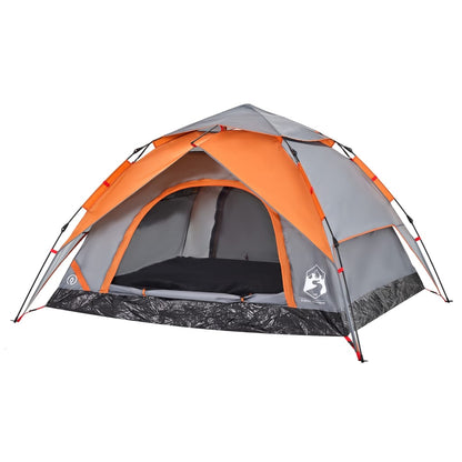 Camping Tent Dome 4-Person Grey and Orange Quick Release