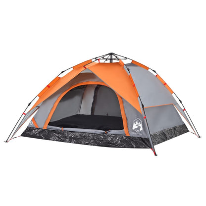 Camping Tent Dome 4-Person Grey and Orange Quick Release