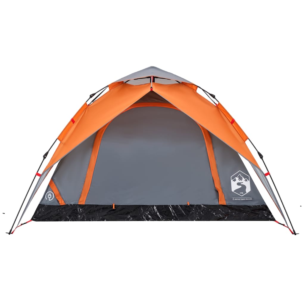 Camping Tent Dome 4-Person Grey and Orange Quick Release