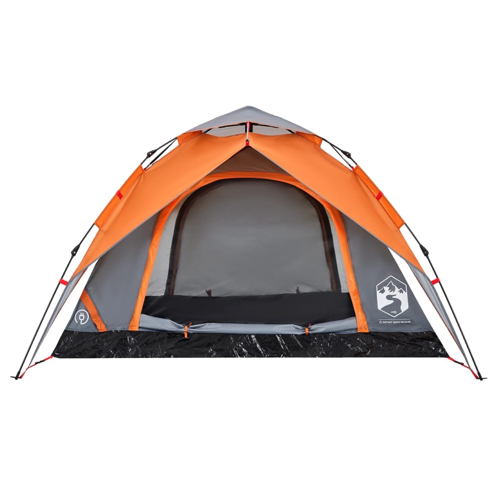 Camping Tent Dome 4-Person Grey and Orange Quick Release