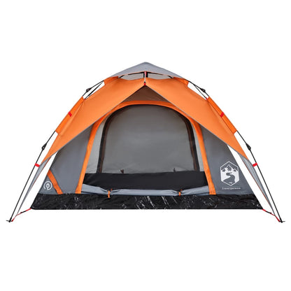 Camping Tent Dome 4-Person Grey and Orange Quick Release