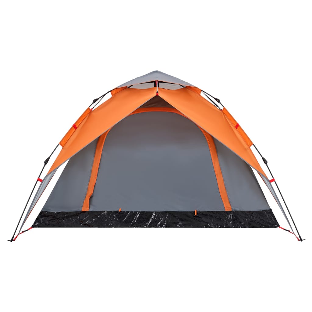 Camping Tent Dome 4-Person Grey and Orange Quick Release