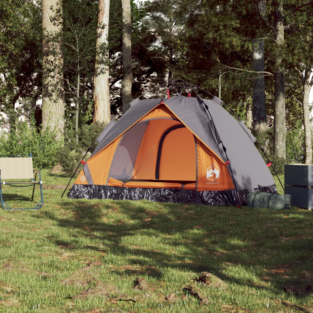 Camping Tent Dome 2-Person Grey and Orange Quick Release