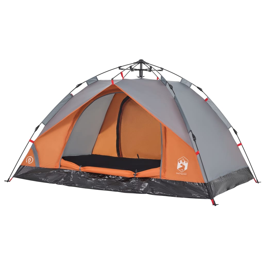 Camping Tent Dome 2-Person Grey and Orange Quick Release