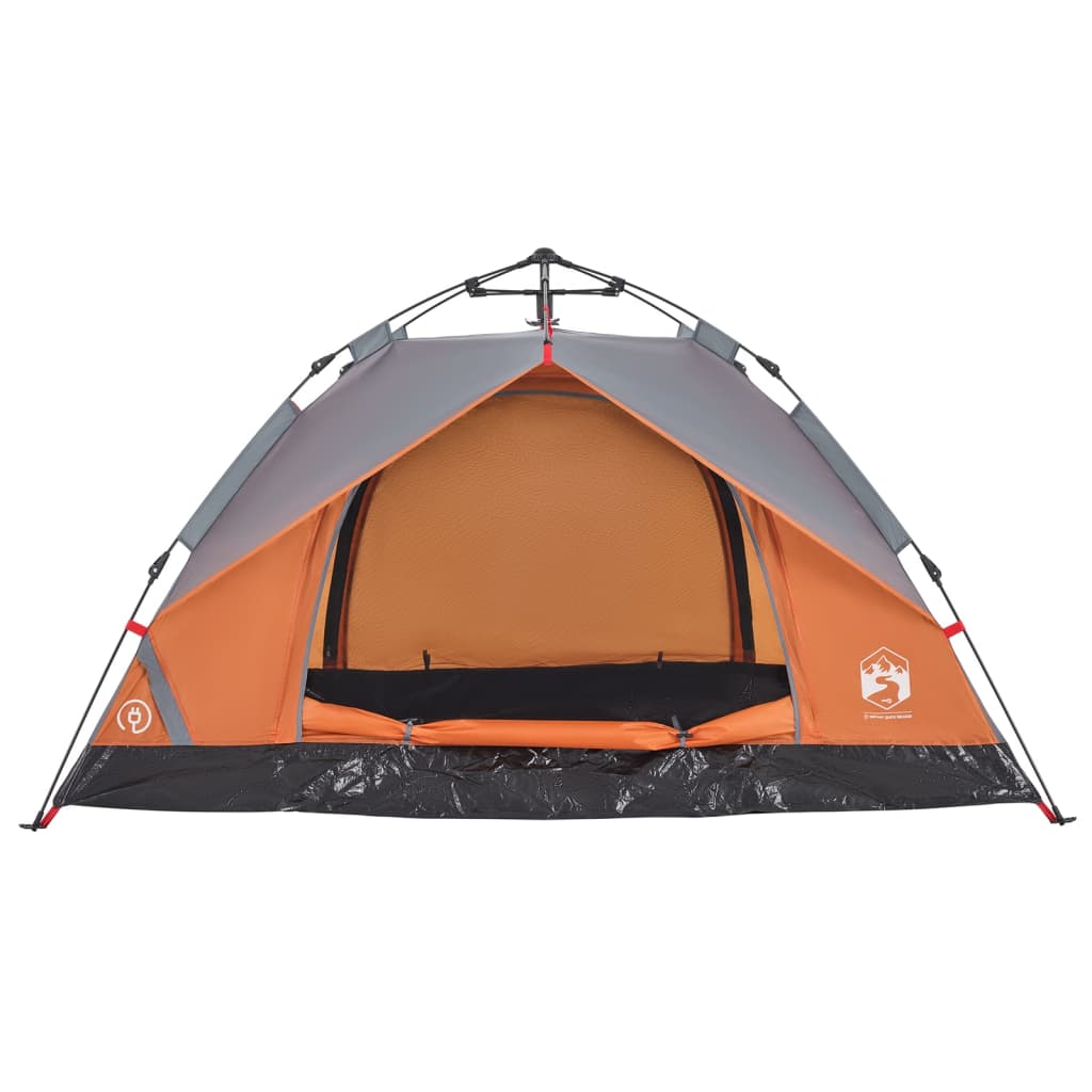 Camping Tent Dome 2-Person Grey and Orange Quick Release