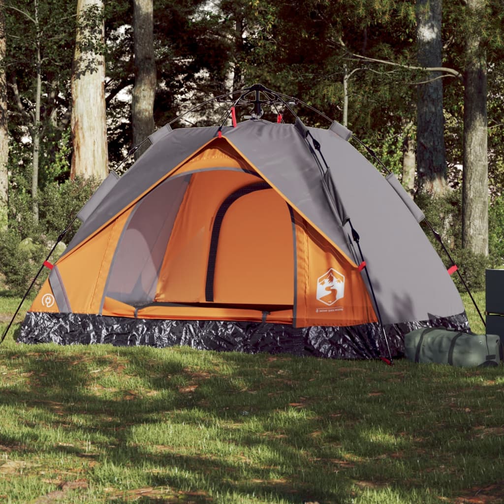 Camping Tent Dome 2-Person Grey and Orange Quick Release