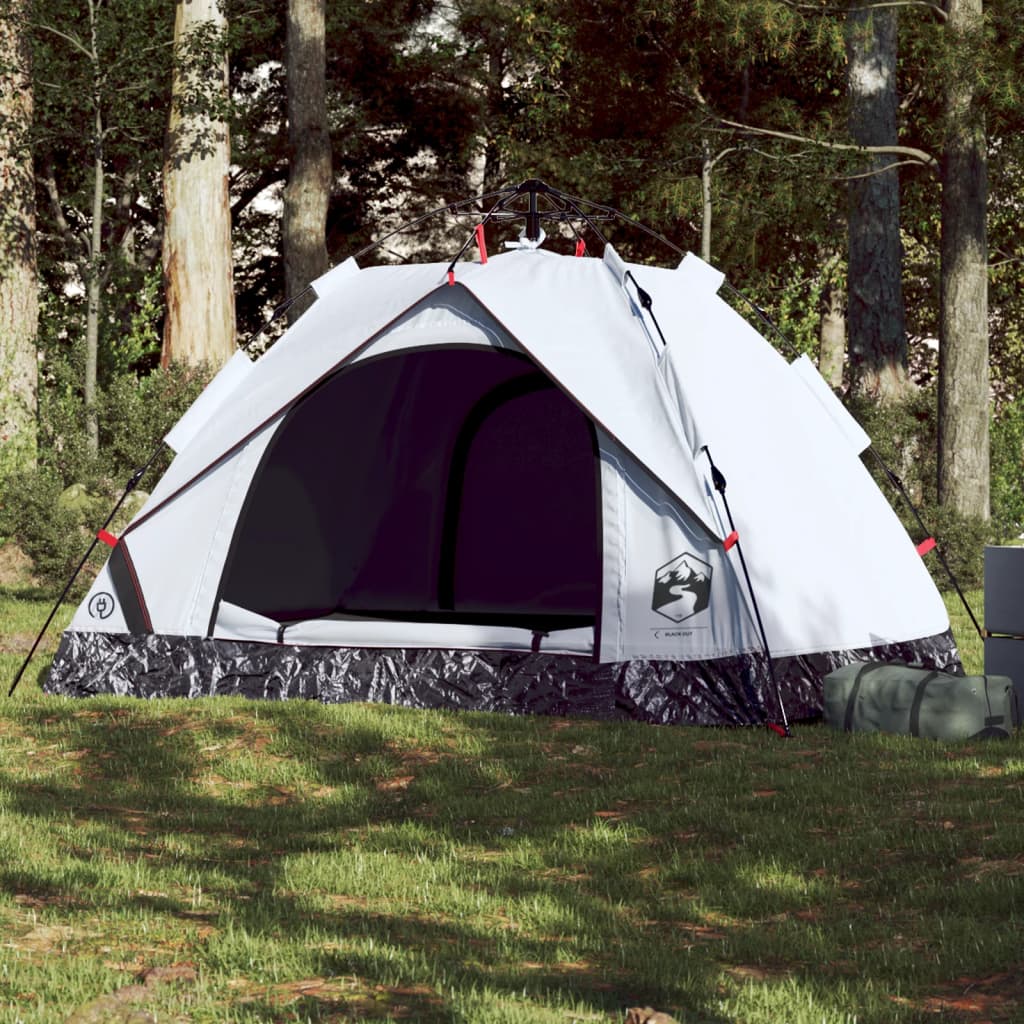 Camping Tent Dome 2-Person White Blackout Fabric Quick Release