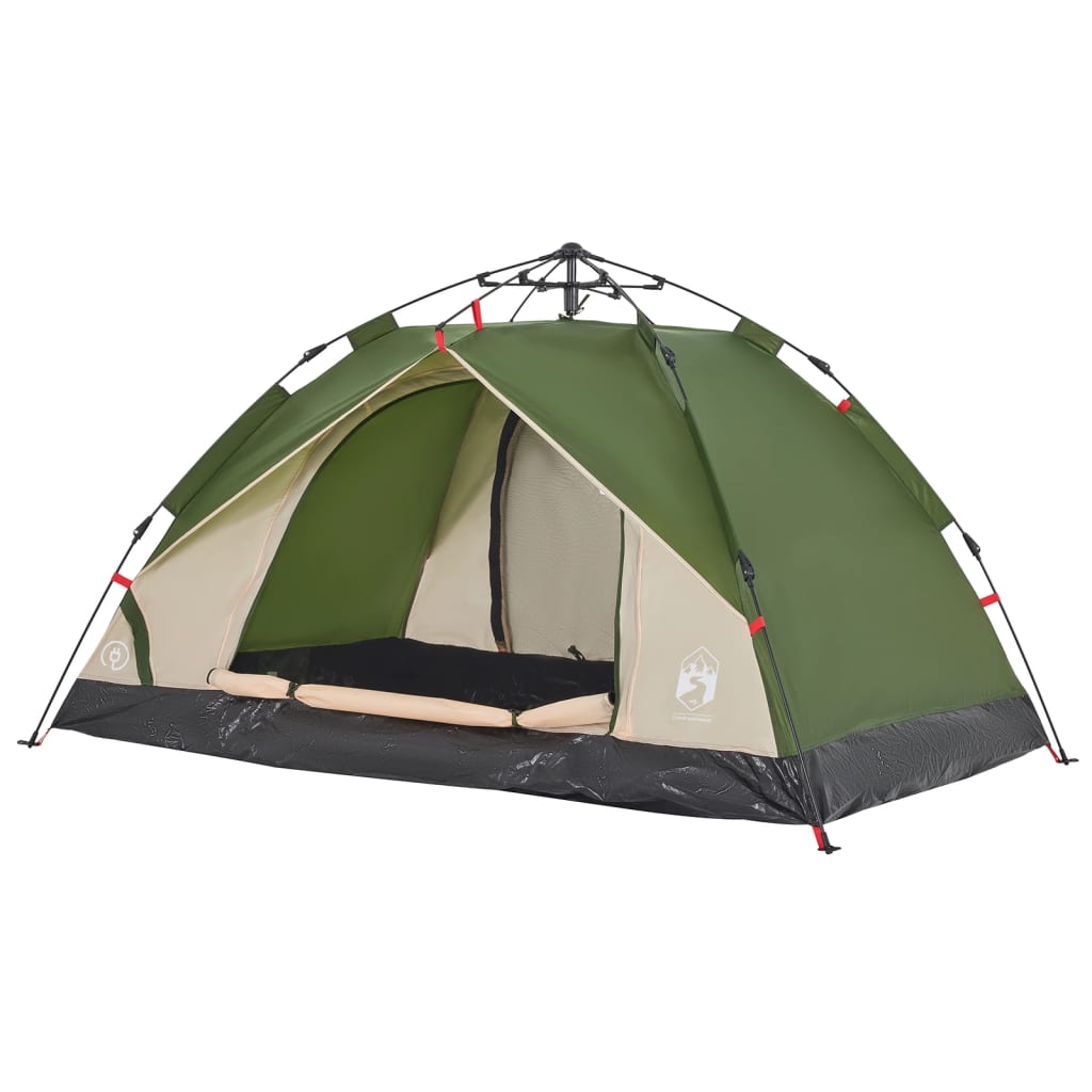 Camping Tent Dome 3-Person Green Quick Release