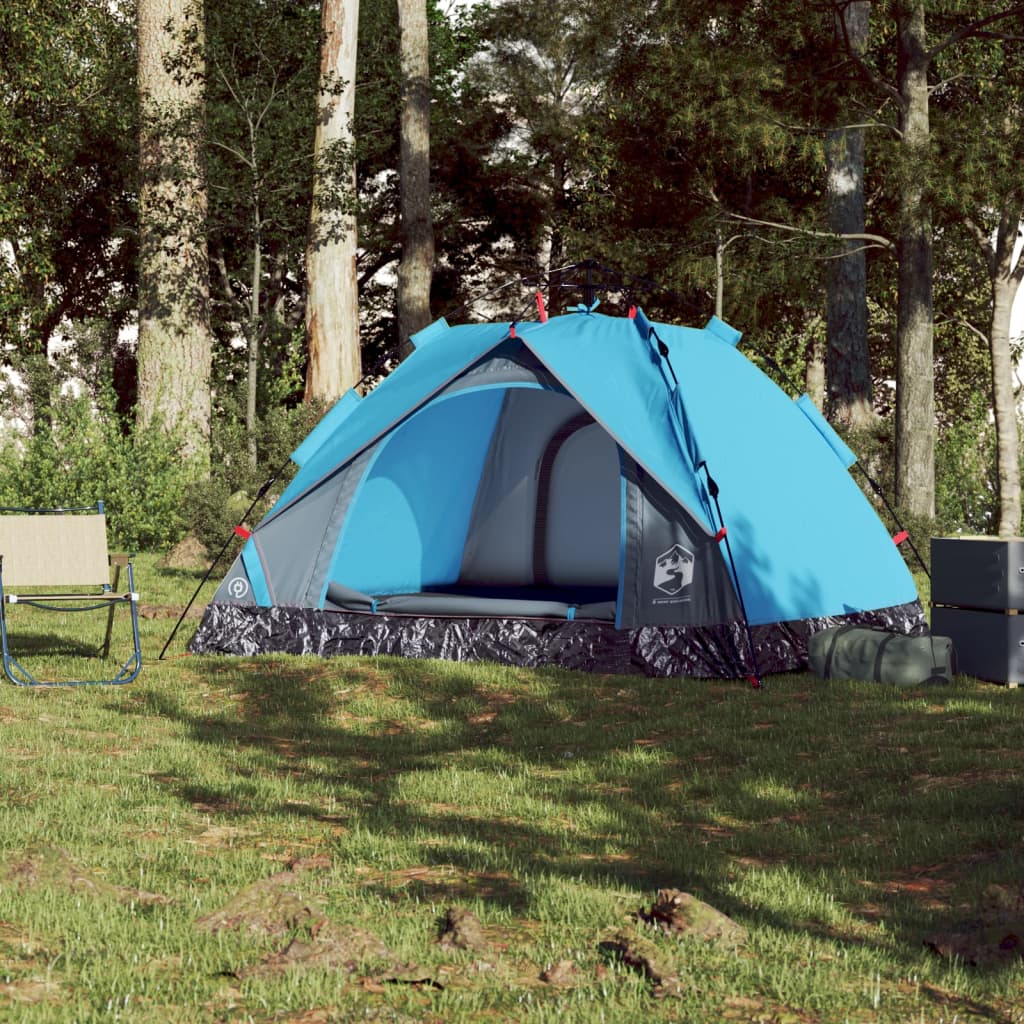 Camping Tent Dome 3-Person Blue Quick Release