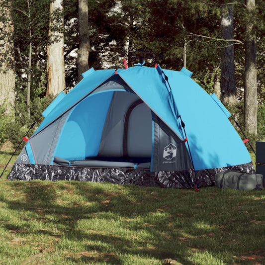 Camping Tent Dome 3-Person Blue Quick Release