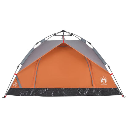 Camping Tent Dome 3-Person Grey and Orange Quick Release