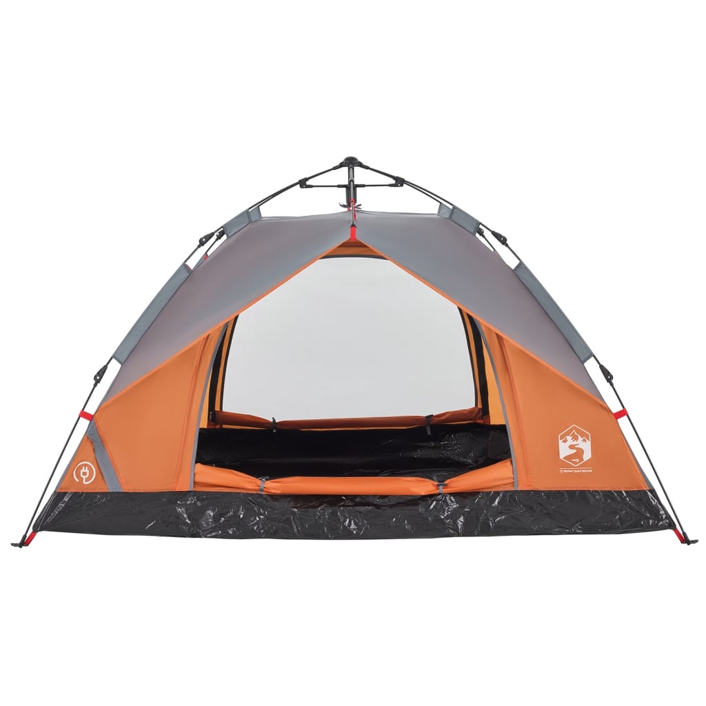 Camping Tent Dome 3-Person Grey and Orange Quick Release