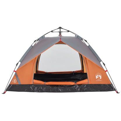 Camping Tent Dome 3-Person Grey and Orange Quick Release