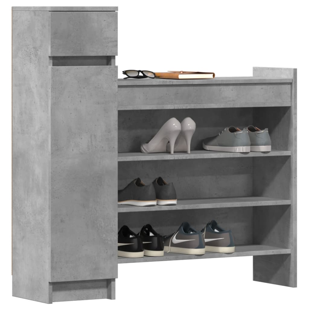 Shoe Cabinet Concrete Grey 100.5x28x100 cm Engineered Wood