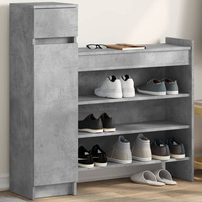 Shoe Cabinet Concrete Grey 100.5x28x100 cm Engineered Wood