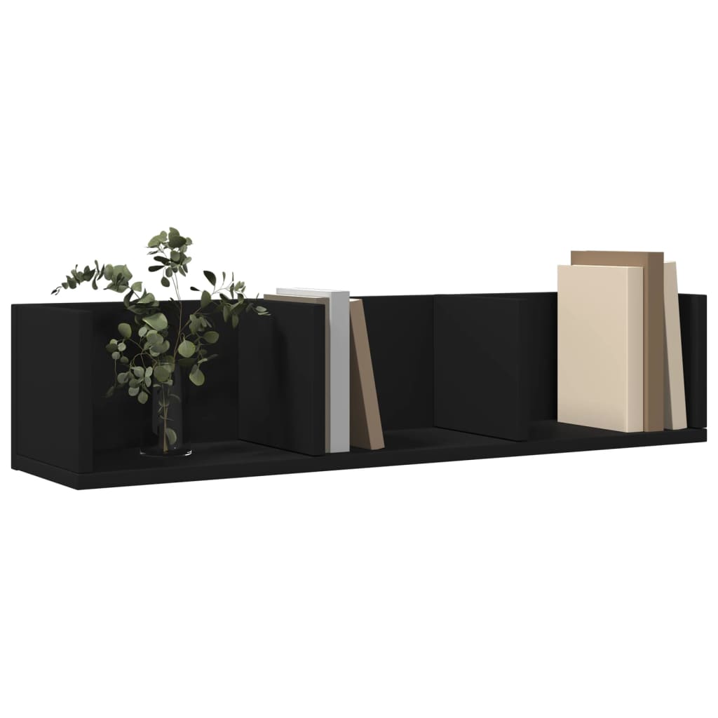 Wall Cabinet Black 75x18x16.5 cm Engineered Wood