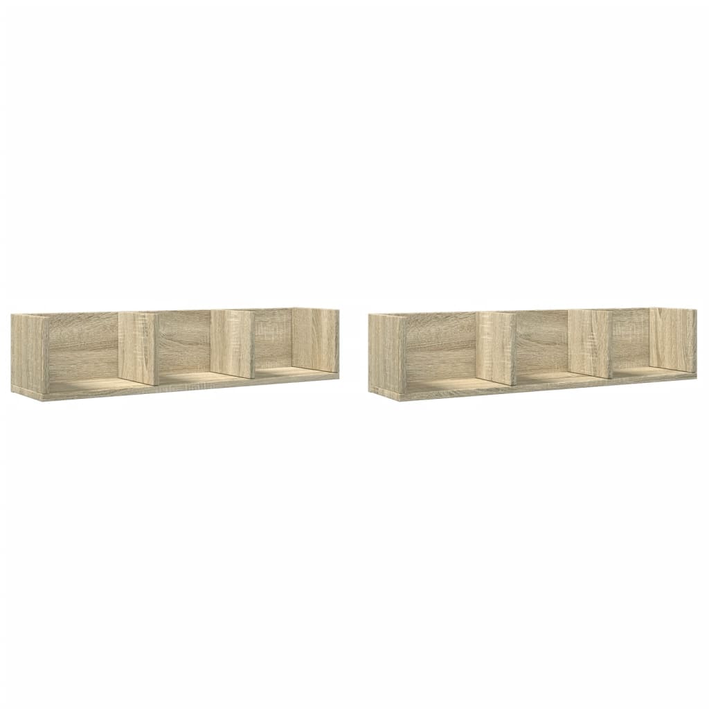 Wall Cabinets 2 pcs Sonoma Oak 75x18x16.5 cm Engineered Wood