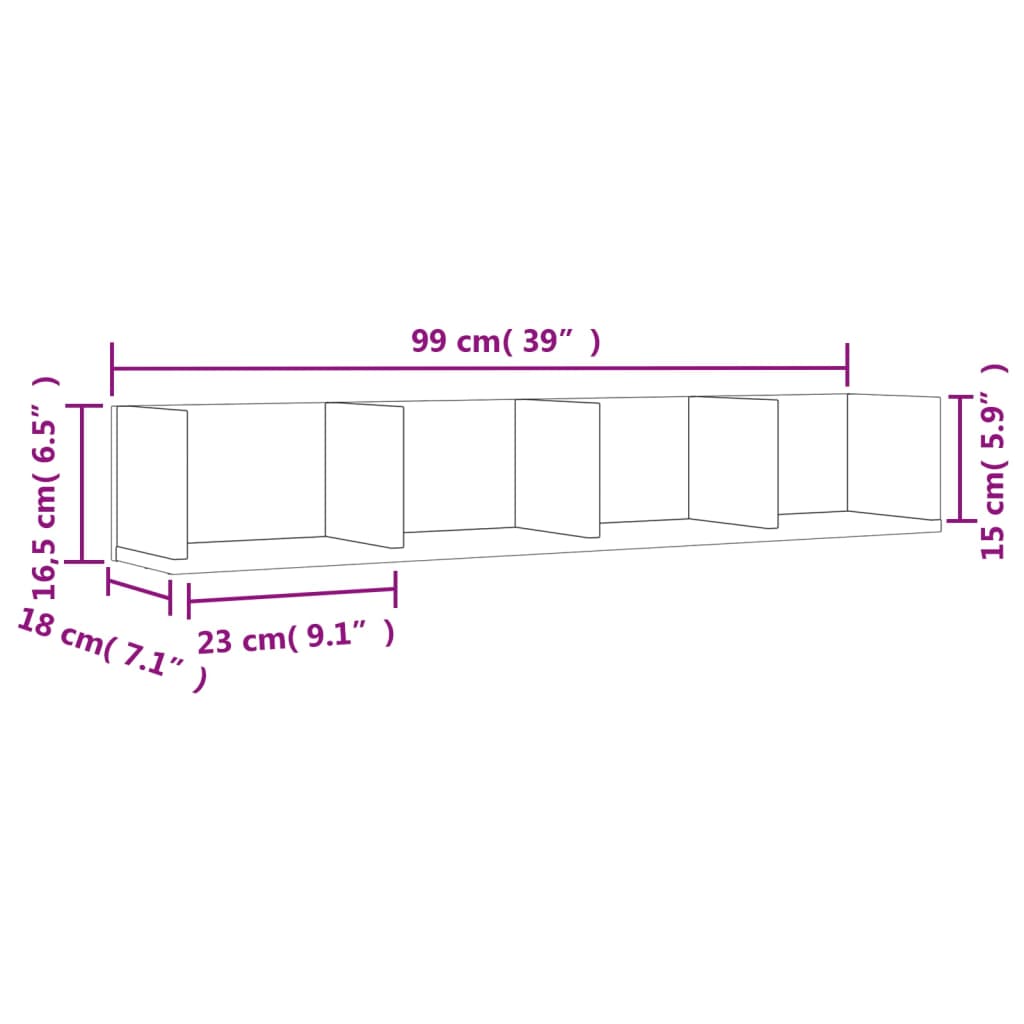 Wall Cabinet White 99x18x16.5 cm Engineered Wood