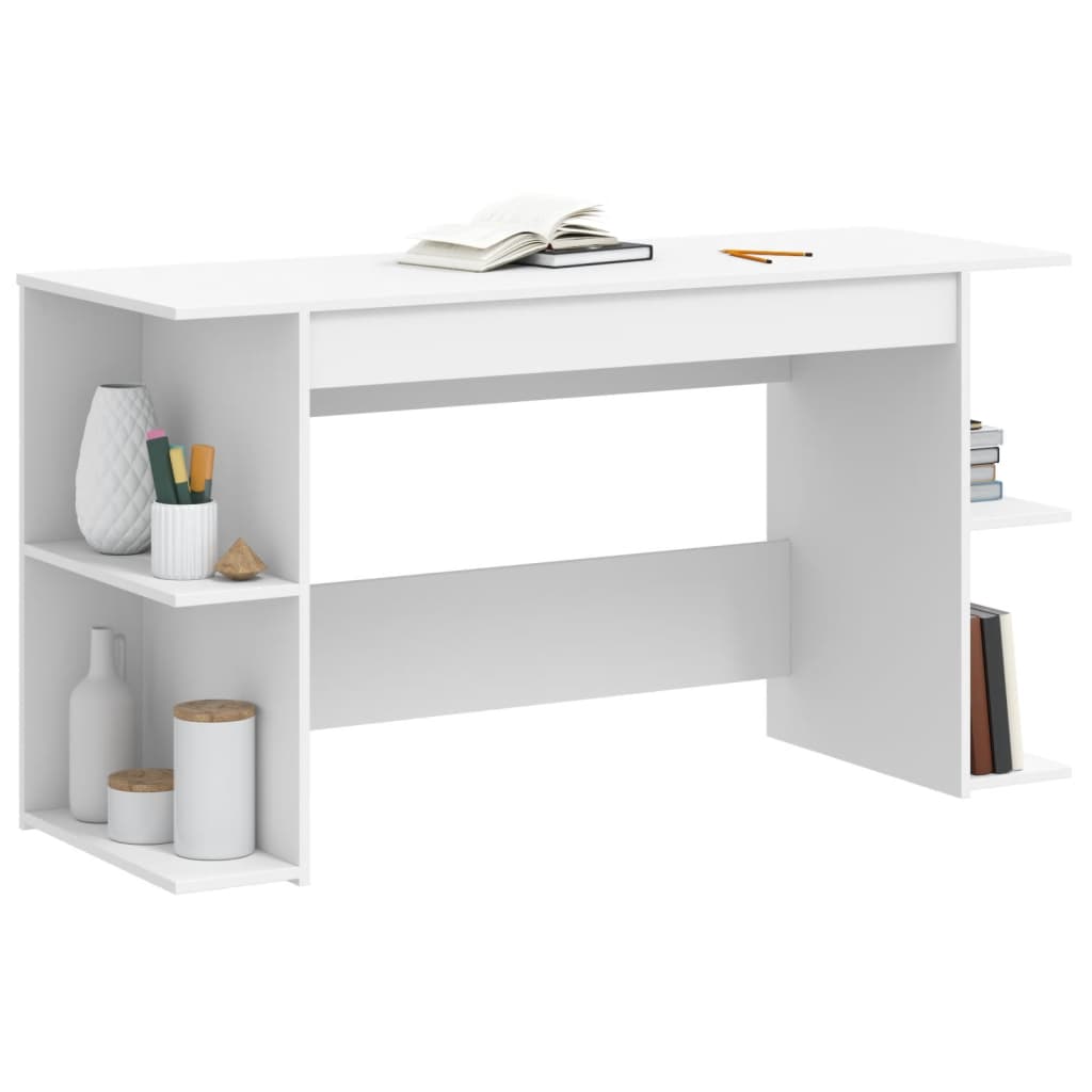 Desk White 140x50x75 cm Engineered Wood