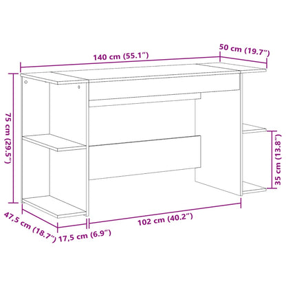 Desk Smoked Oak 140x50x75 cm Engineered Wood