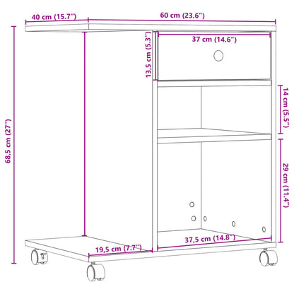 Printer Stand with Wheels Black 60x40x68.5 cm