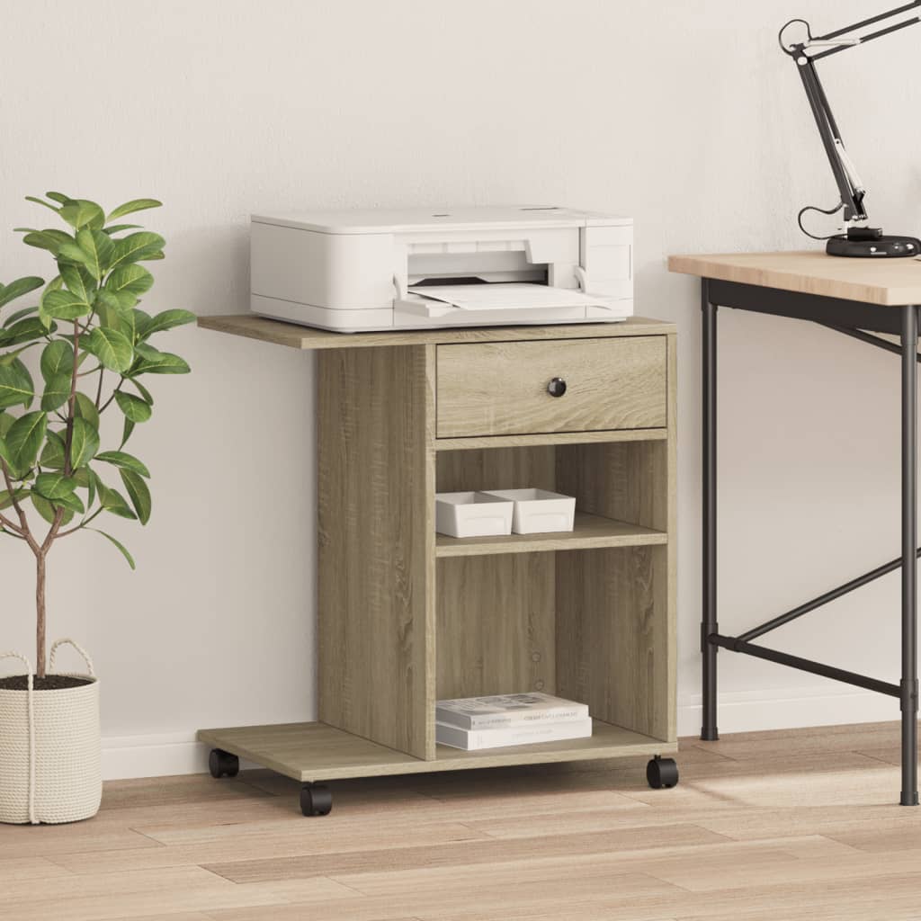 Printer Stand with Wheels Sonoma Oak 60x40x68.5 cm