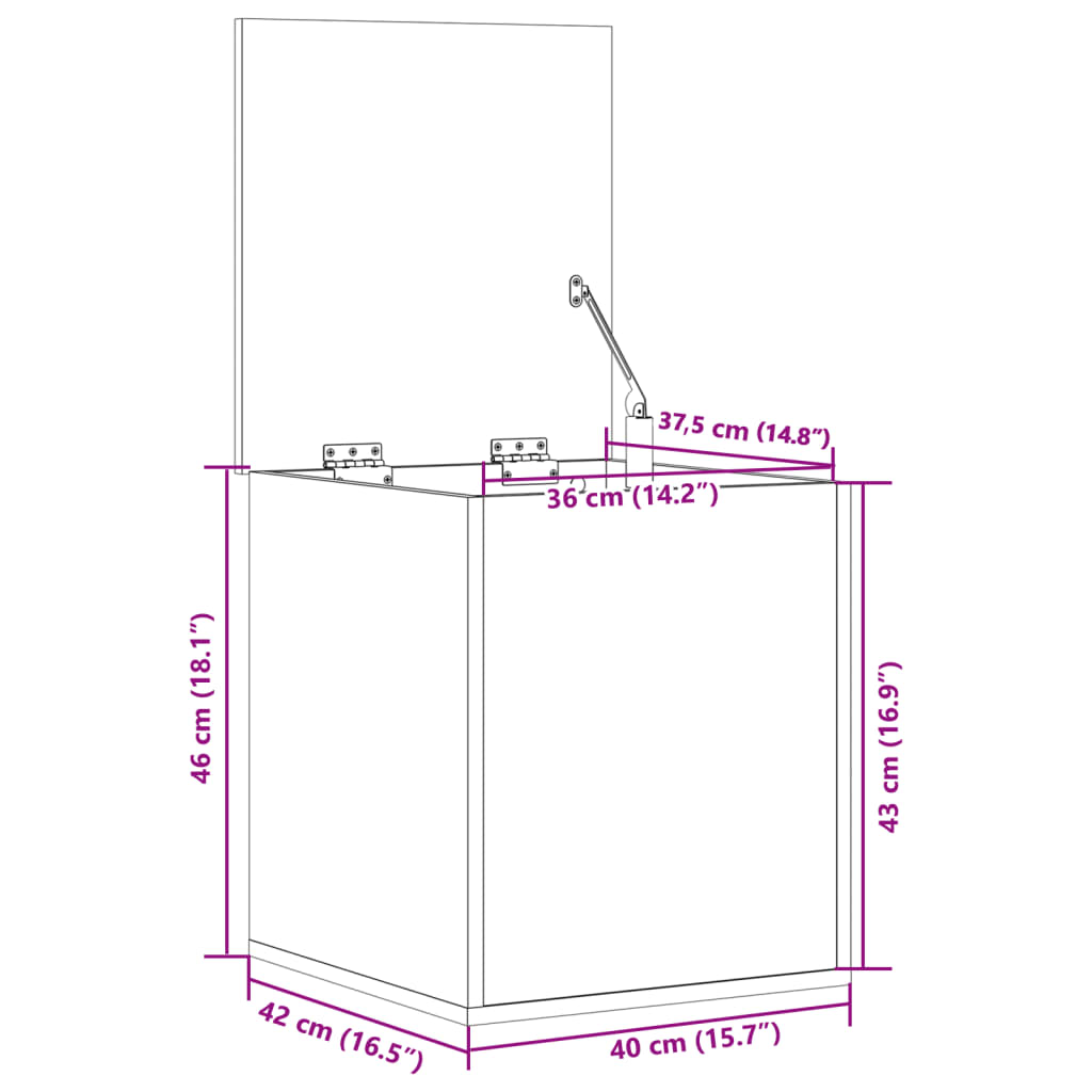 Storage Box Concrete Grey 40x42x46 cm Engineered Wood