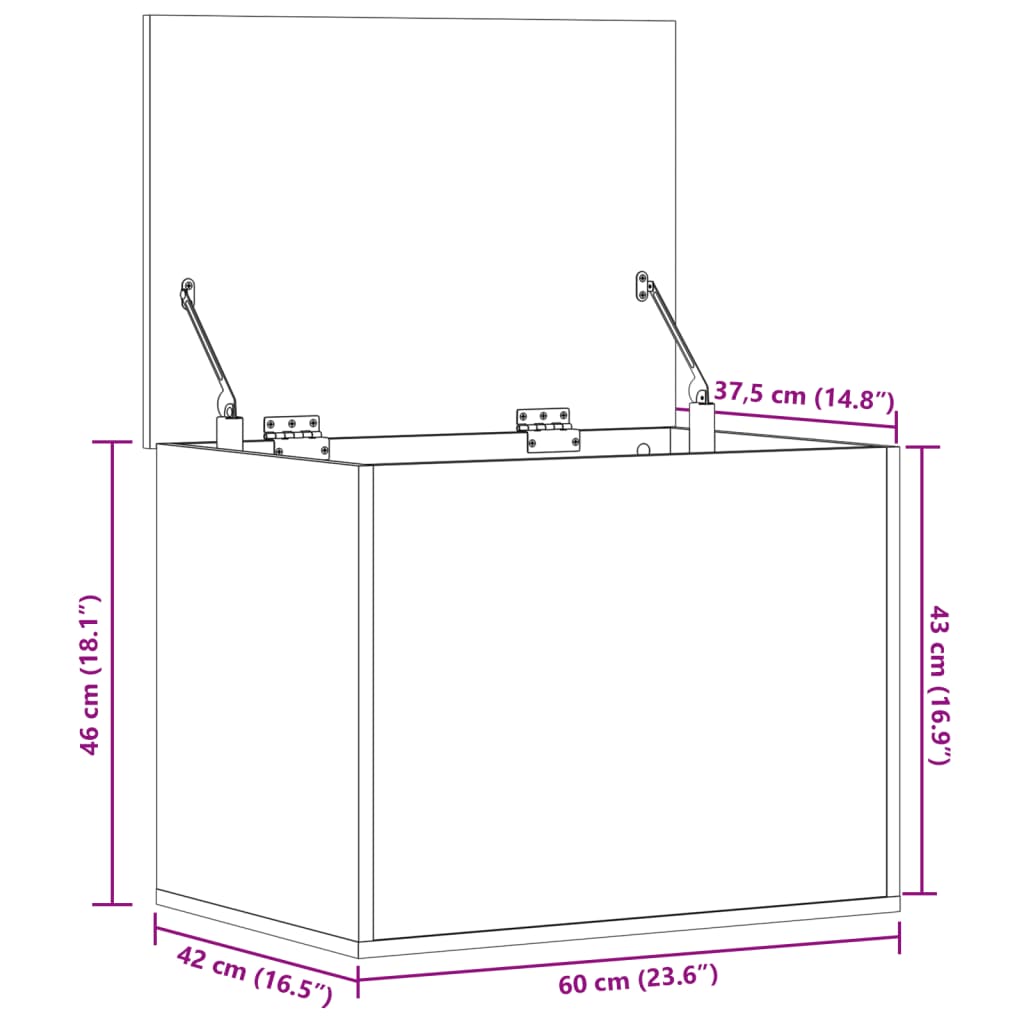 Storage Box Concrete Grey 60x42x46 cm Engineered Wood