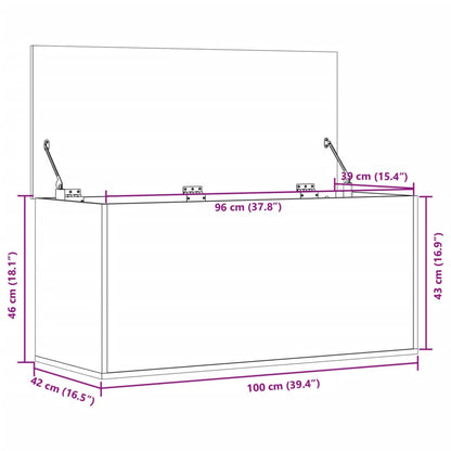 Storage Box White 100x42x46 cm Engineered Wood