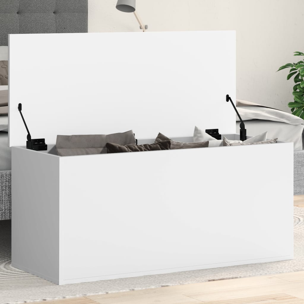 Storage Box White 100x42x46 cm Engineered Wood