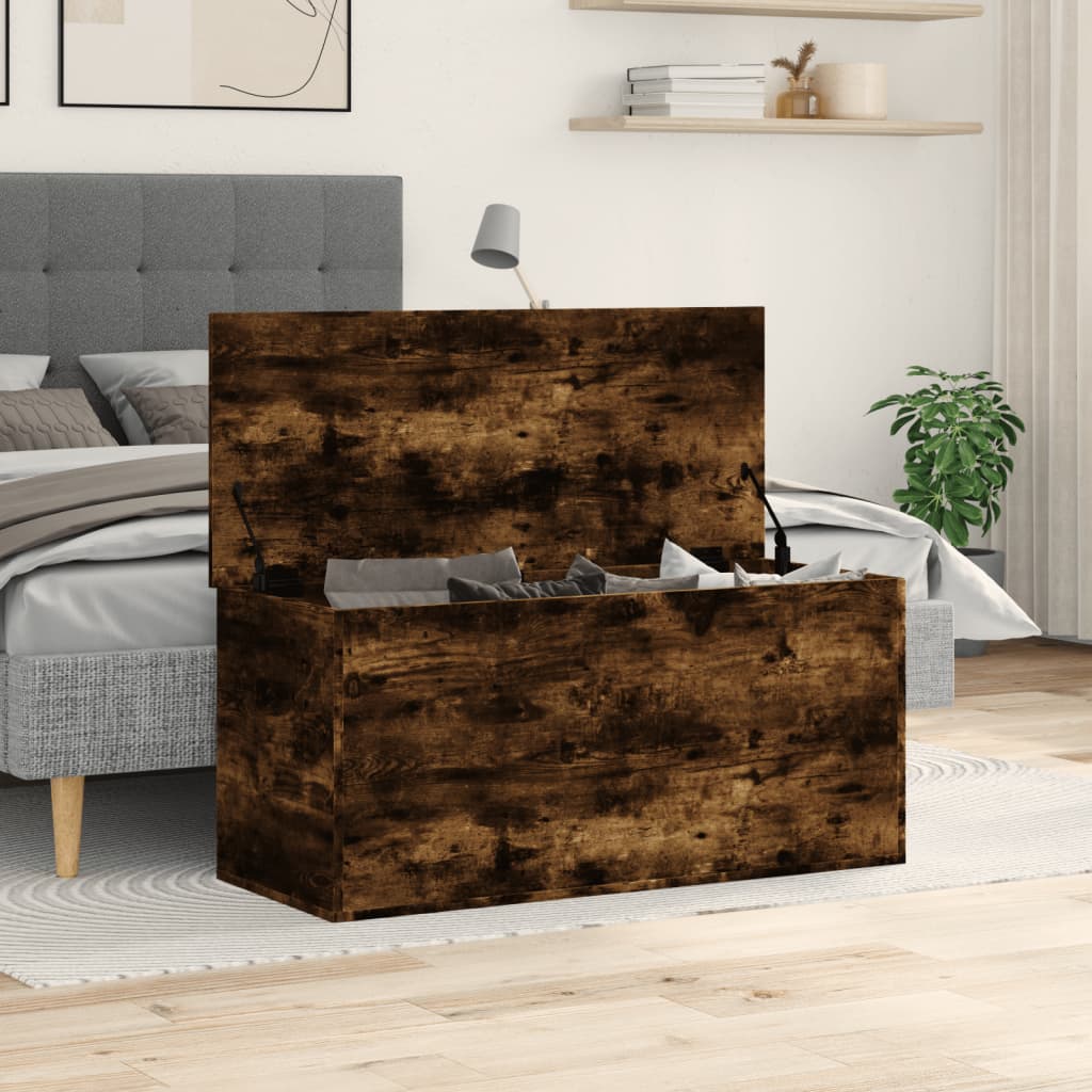 Storage Box Smoked Oak 100x42x46 cm Engineered Wood