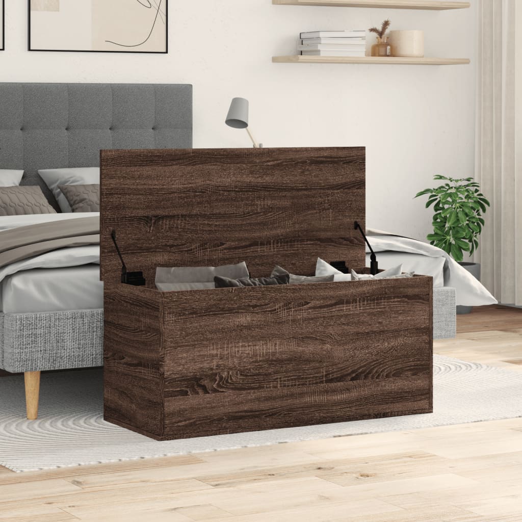 Storage Box Brown Oak 100x42x46 cm Engineered Wood