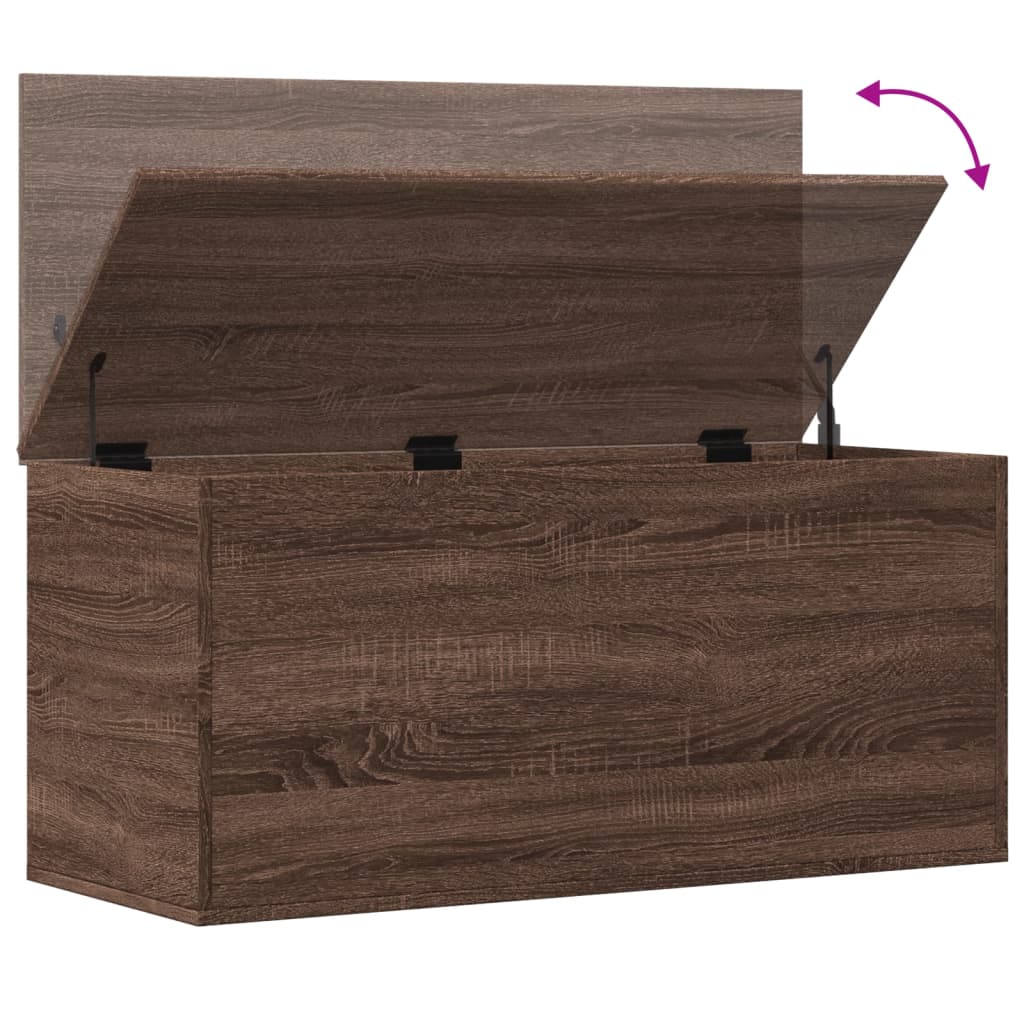 Storage Box Brown Oak 100x42x46 cm Engineered Wood