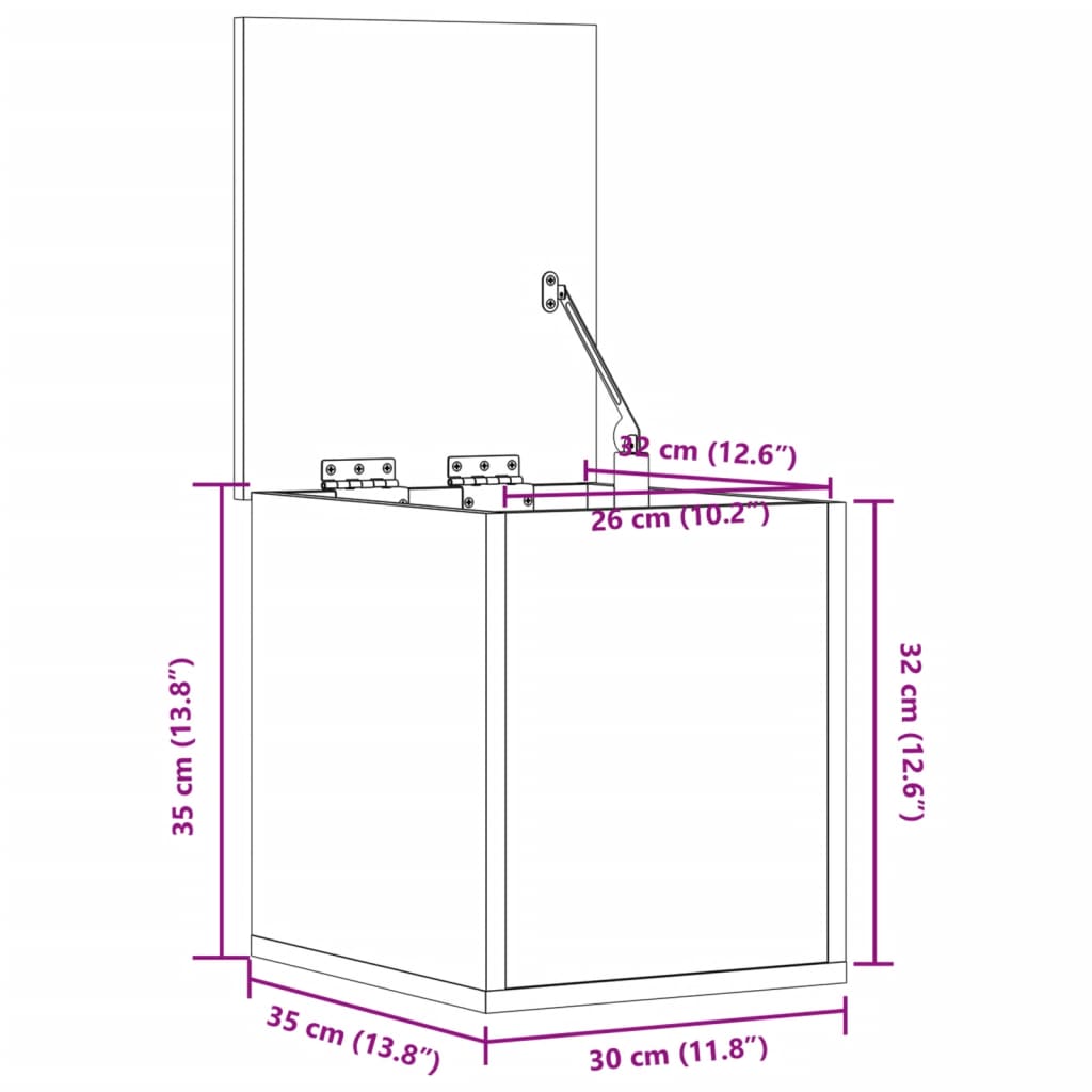 Storage Box White 30x35x35 cm Engineered Wood