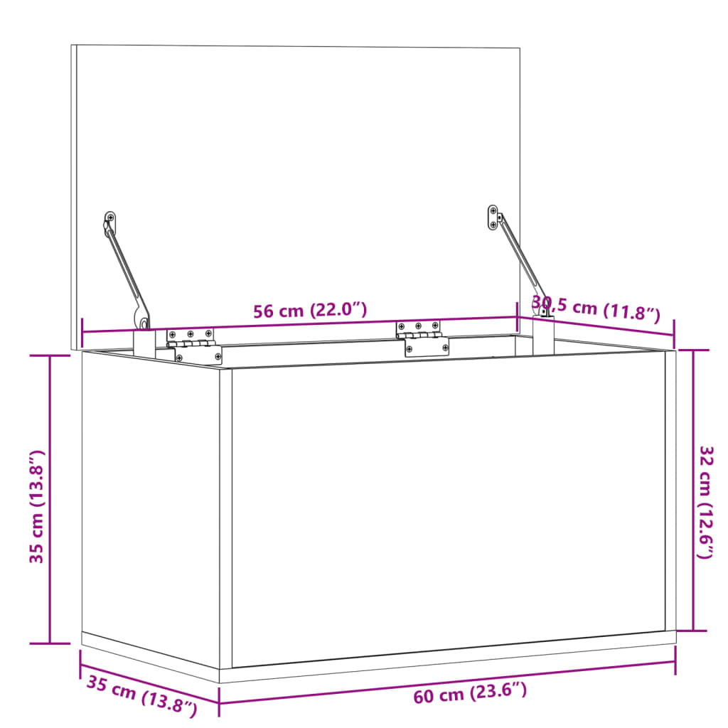 Storage Box White 60x35x35 cm Engineered Wood