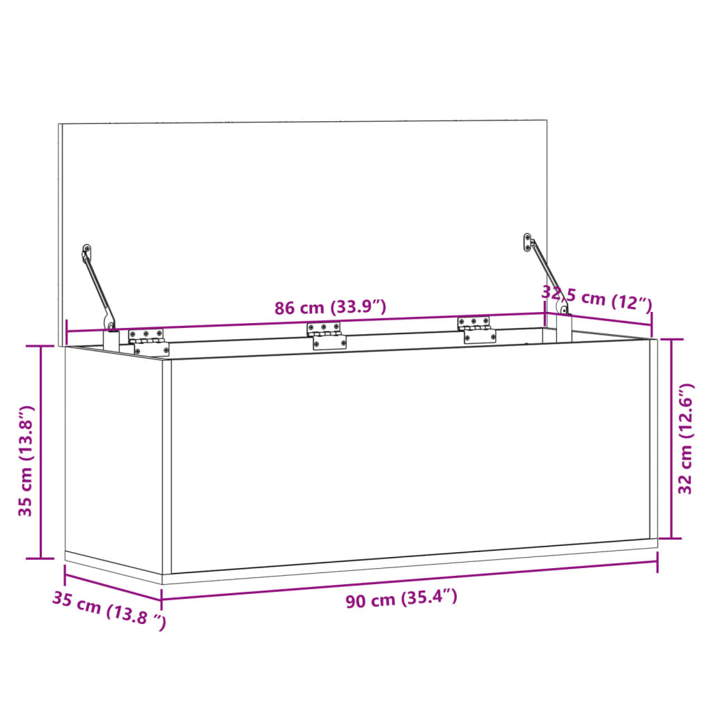 Storage Box White 90x35x35 cm Engineered Wood