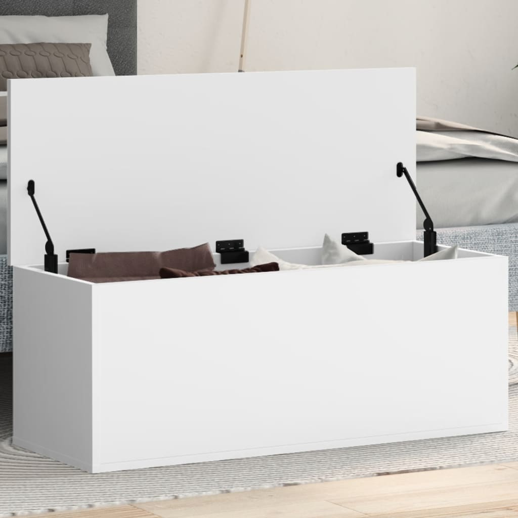 Storage Box White 90x35x35 cm Engineered Wood